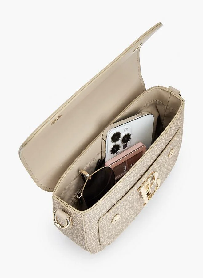 Flora Bella By Shoexpress TAUPE Flora Bella Monogram Shoulder Bag And Additional Shoulder Strap for Women | Best Price UAE